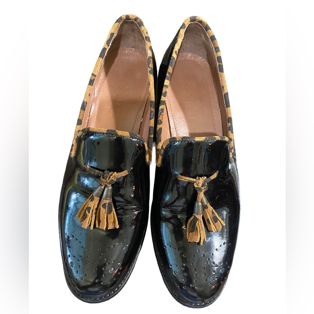 GIROTTI Italian Leather Custom Made Slip On Loafer Suede Leopard Tassel Classic - Picture 10 of 16